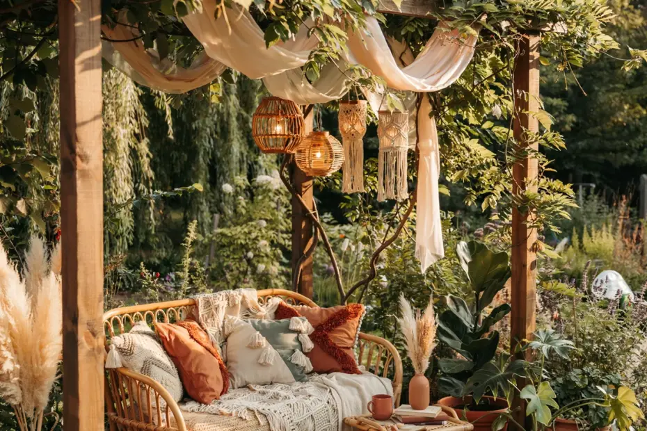 Backyard Inspo Ideas | Create a Cozy Outdoor Living Space with Greenery and Lighting