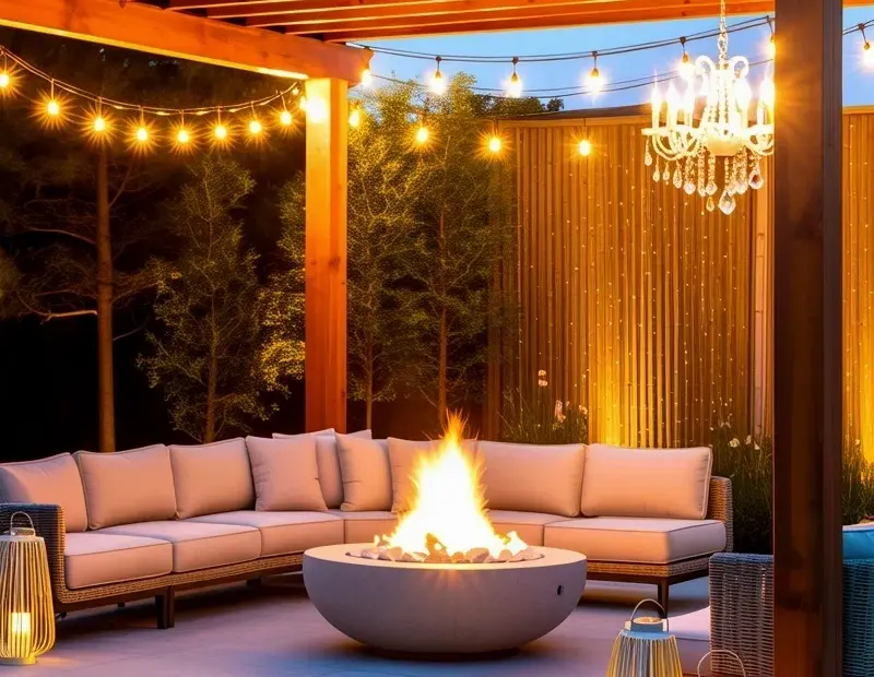 Outdoor Patio Decor Ideas: How to Style a Fire Pit, Pergola, and String Lights