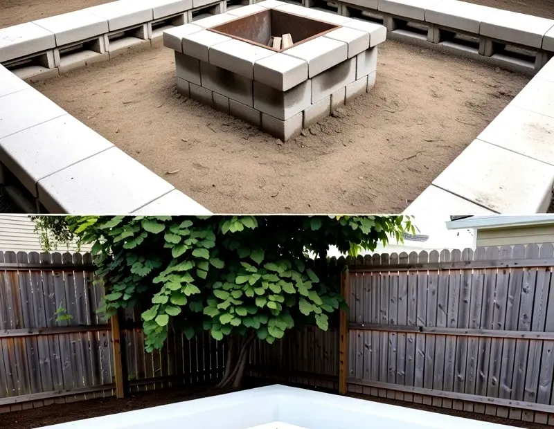 Budget Backyard Fire Pit Makeover: Painted Cinder Blocks & Paver Walkway