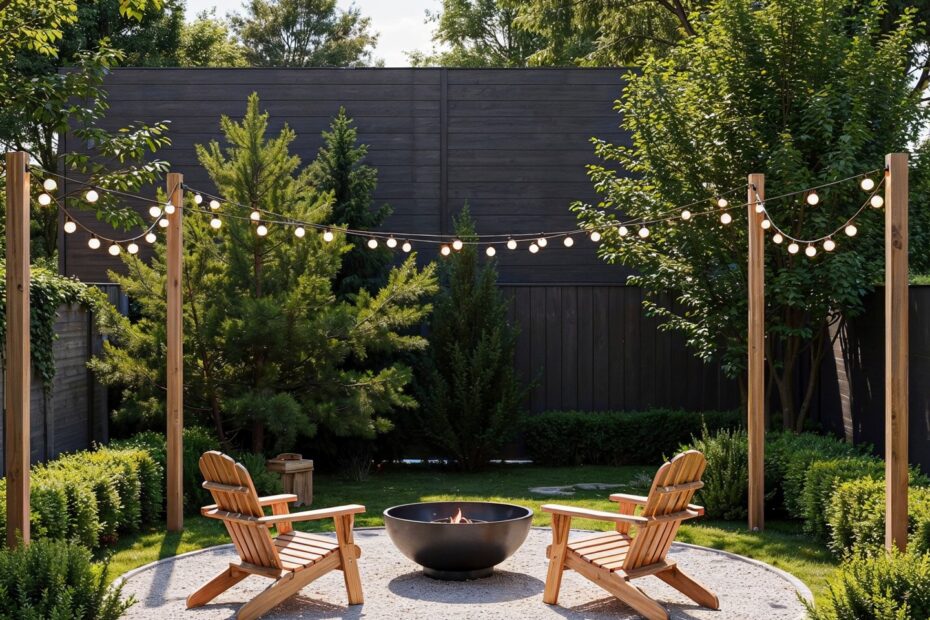 Fire Pit String Light Poles DIY | How to Build Planter Light Posts for Your Backyard