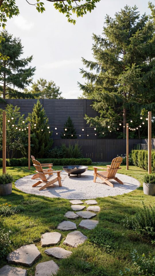 DIY String Light Poles for Fire Pit Area | Planters as Posts | Outdoor Decor Project
