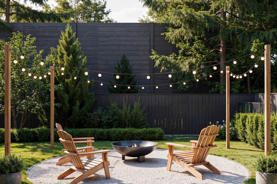 DIY String Light Poles for Fire Pit Area | Planters as Posts | Outdoor Decor Project