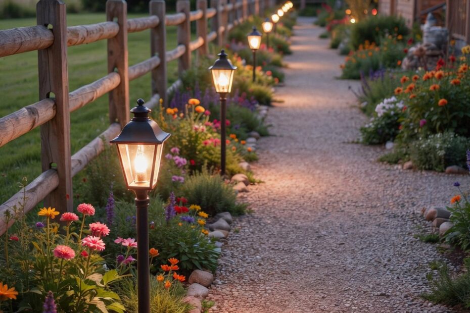 Farmhouse Landscape Lighting | Vintage-Style Path Light Ideas for Gravel Walkways