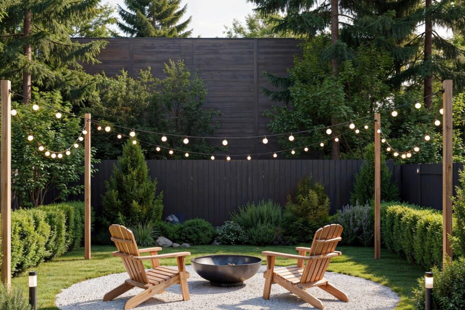 DIY String Light Poles for Fire Pit Area | Planter-Based Outdoor Lighting | Backyard Project