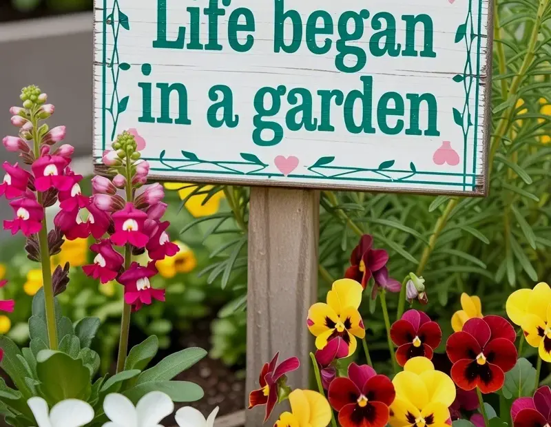 Budget Garden Sign Decor for Flower Beds | Life Began in a Garden