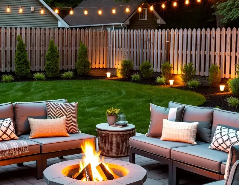 Budget Stone Fire Pit Patio Ideas with Cozy Seating | Backyard Makeover