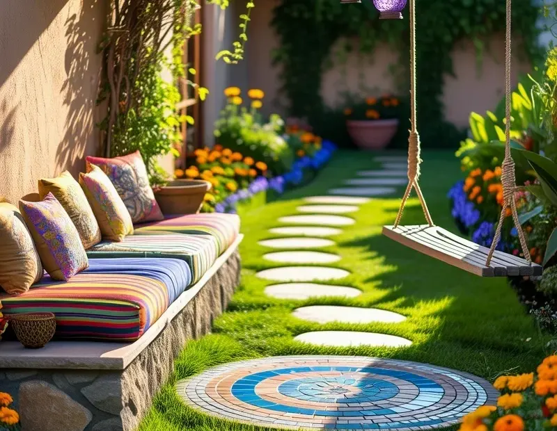 Bohemian Garden Pathway Ideas | Before & After Boho Backyard Makeover